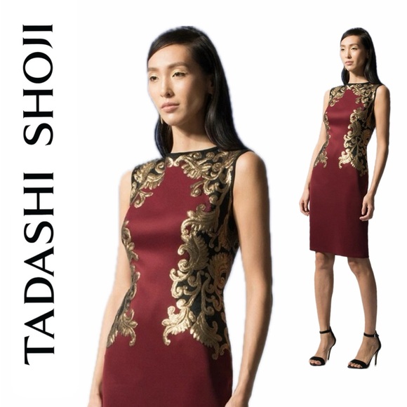 Tadashi Shoji MILANA SEQUIN EMBROIDERED NEOPRENE DRESS - Picture 1 of 10